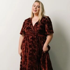 Uma Velvet Maxi Dress in Copper Floral, New w/Tags, Sz XXL